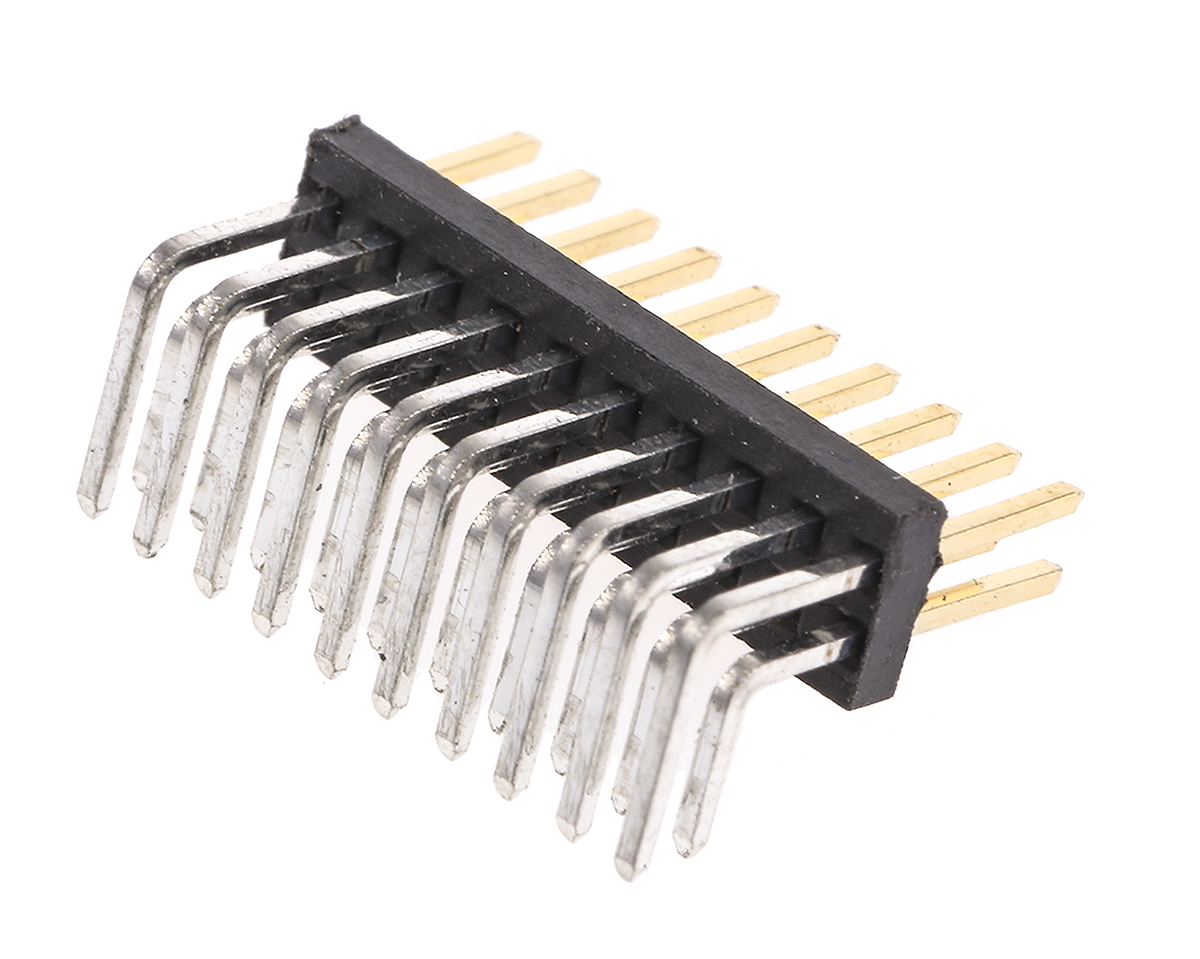 HARWIN Archer M50 Series Right Angle Through Hole Pin Header, 20 Contact(s), 1.27 mm Pitch, 2 Row, Unshrouded