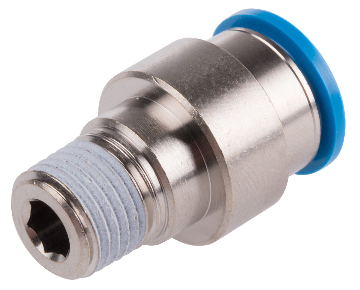 Festo QS Series Straight Threaded Adaptor, R 1/4 Male to Push In 12 mm, Threaded-to-Tube Connection Style, 190649