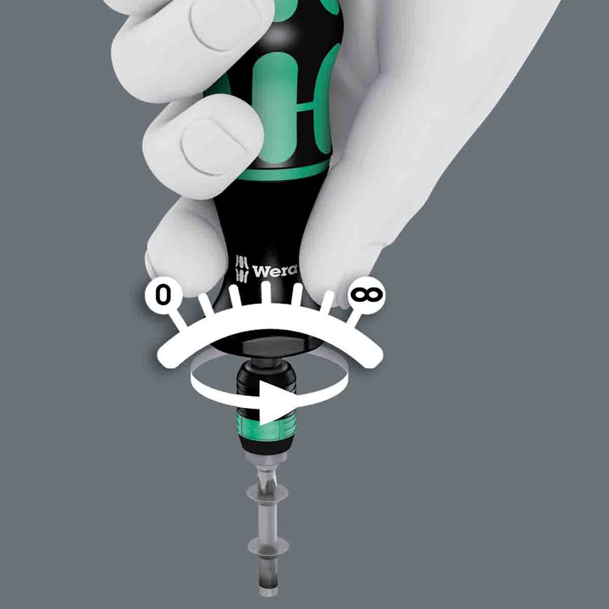Wera Pre-Settable Hex Torque Screwdriver, 2.5-29.0 in.lbs, 1/4 in Drive, ±6 % Accuracy