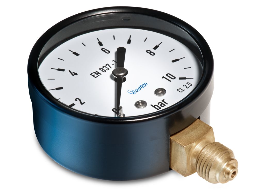 Bourdon G 1/4 Analogue Pressure Gauge 0bar Bottom Entry 63mm Outside Diameter