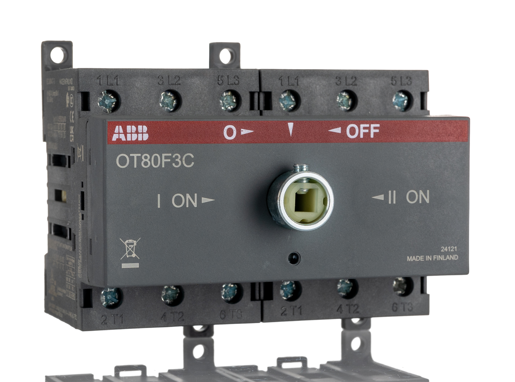 ABB 3 Pole Base Mounting Changeover Switch - 80A Maximum Current, 37kW Power Rating, IP20