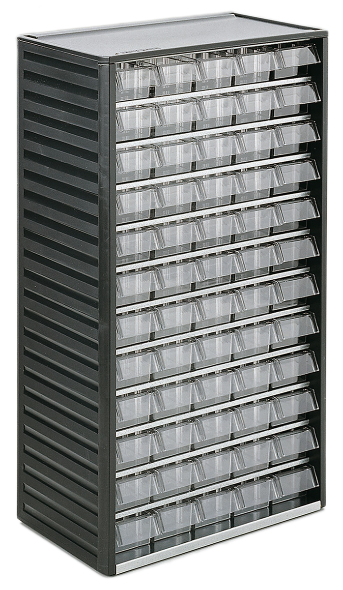 RS PRO 60 Drawer Storage Unit, PP, 550mm x 310mm x 180mm, Grey