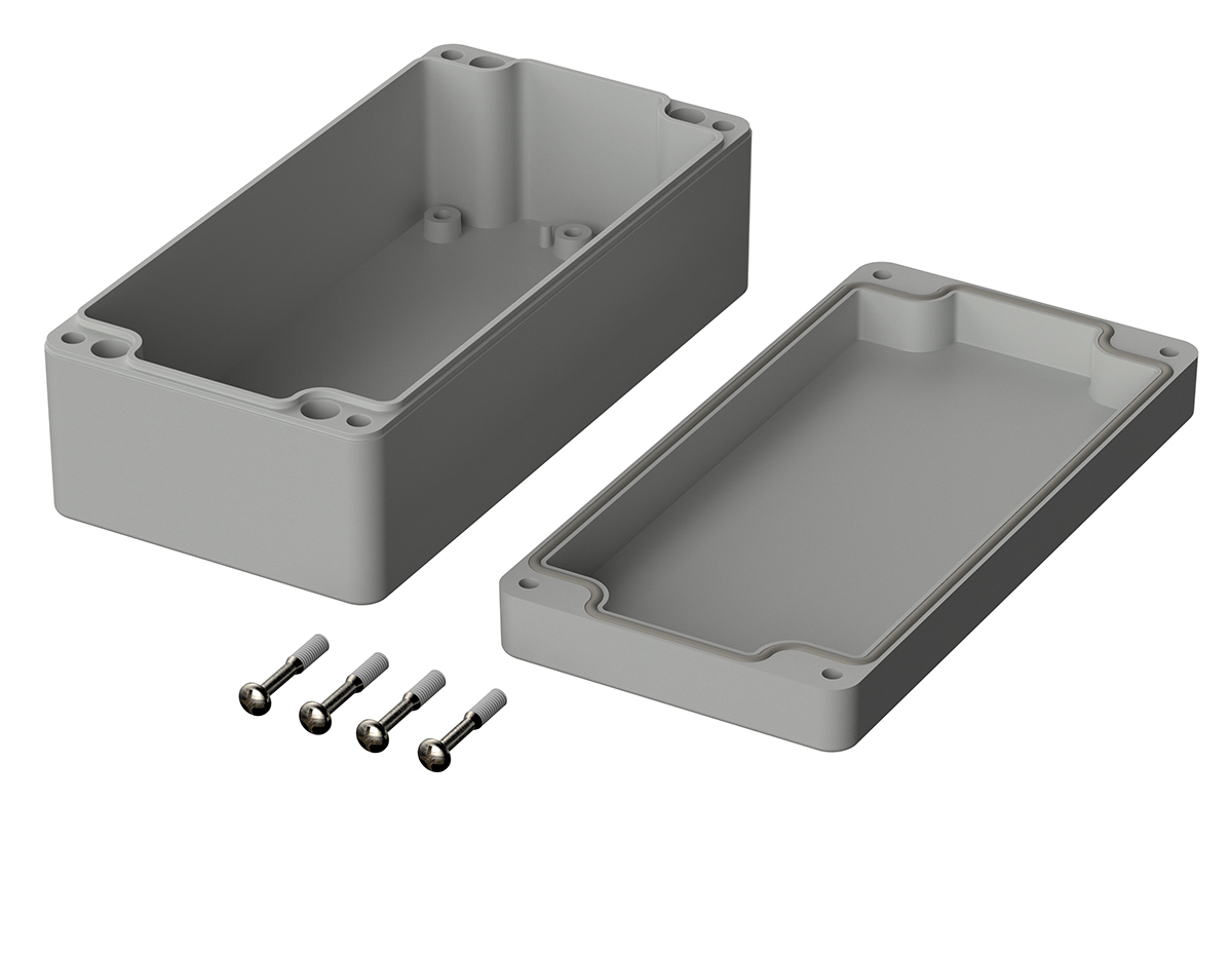 Bopla Euromas Series Grey ABS Enclosure, IP66, Flanged, Grey Lid, 160 x 80 x 55mm