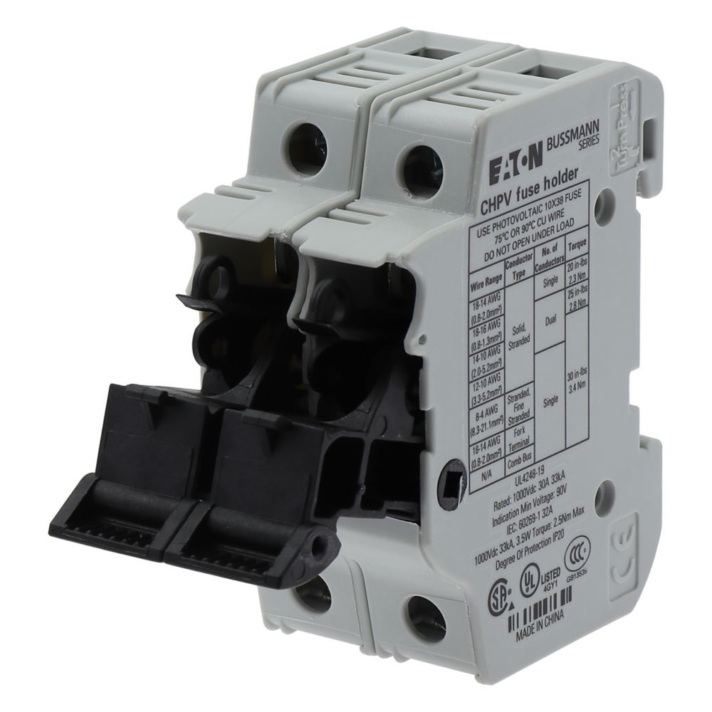 Eaton 32A Rail Mount Fuse Holder for 10 x 38mm Fuse, 2P, 1.5kV