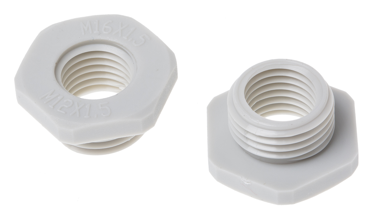 RS PRO Cable Gland Adaptor, M16 Exterior Thread, M12 Interior Thread, Nylon 66