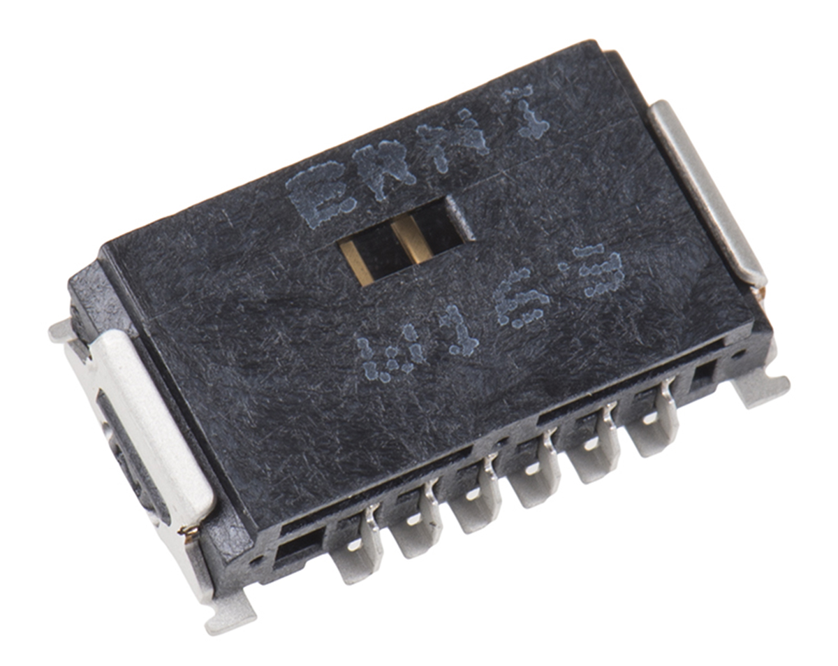 ERNI MiniBridge Series Right Angle Surface PCB Header, 6 Contact(s), 1.27 mm Pitch, 1 Row, Shrouded