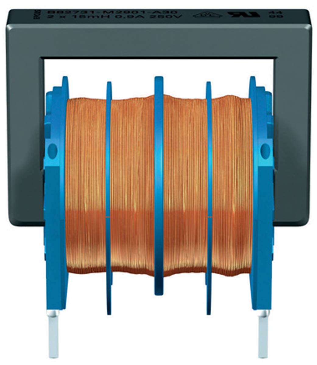 EPCOS 3.3 mH -30 → +50% Ferrite Power Line Choke, Max SRF:10kHz, 1.8A Idc, 140mΩ Rdc 250 V ac, B82731M