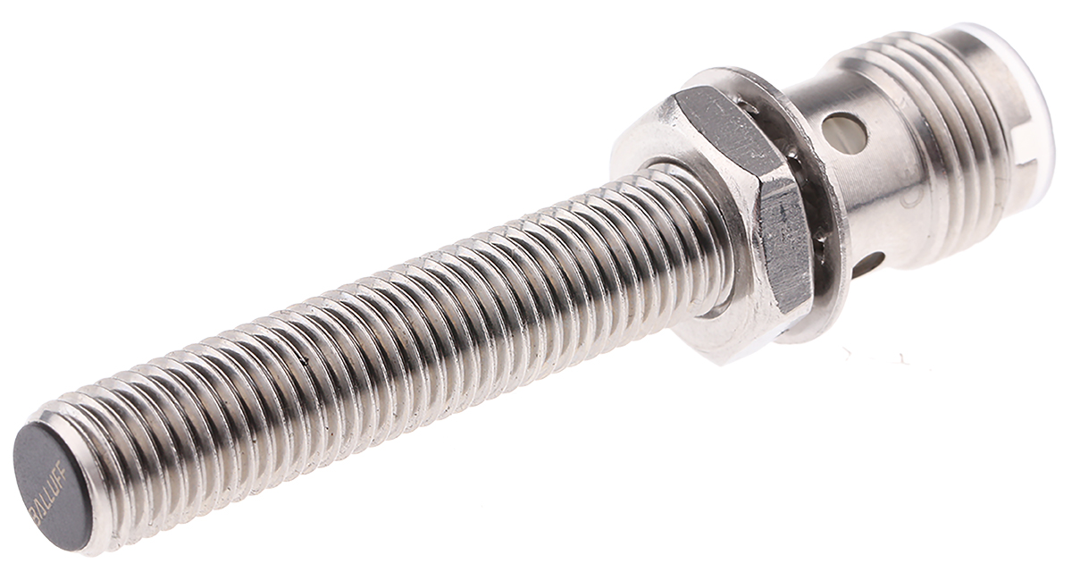 BALLUFF Inductive Threaded Barrel Proximity Sensor, M8, 2 mm Detection, PNP NO, 10 → 30 V dc