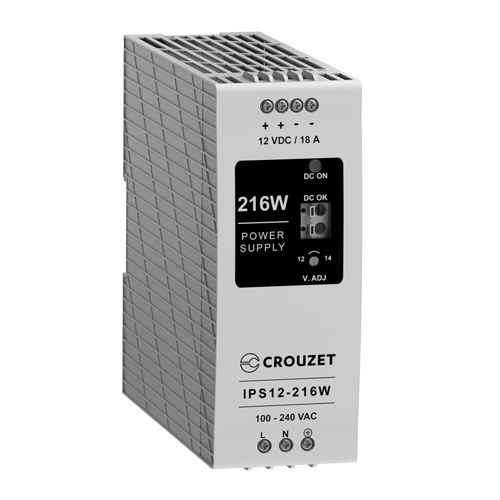 Crouzet 89452 Linear DIN Rail Power Supply, 90 → 264V ac ac Input, 12V dc dc Output, 18A Output, 216W