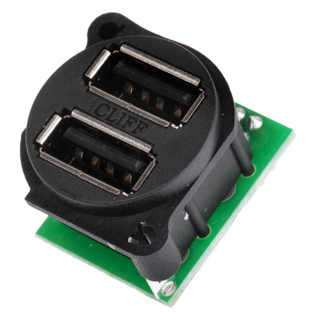 RS PRO Straight, Panel Mount, Socket- Dual Port Type A 2.0 USB Connector