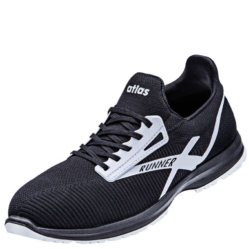 Atlas Safety Shoes RUNNER 25 Unisex Deep Black Toe Capped Safety Shoes, UK 11.5, EU 46