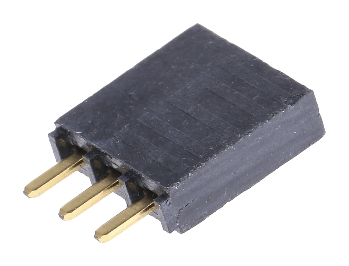 Samtec SSW Series Straight Through Hole Mount PCB Socket, 3-Contact, 1-Row, 2.54mm Pitch, Solder Termination