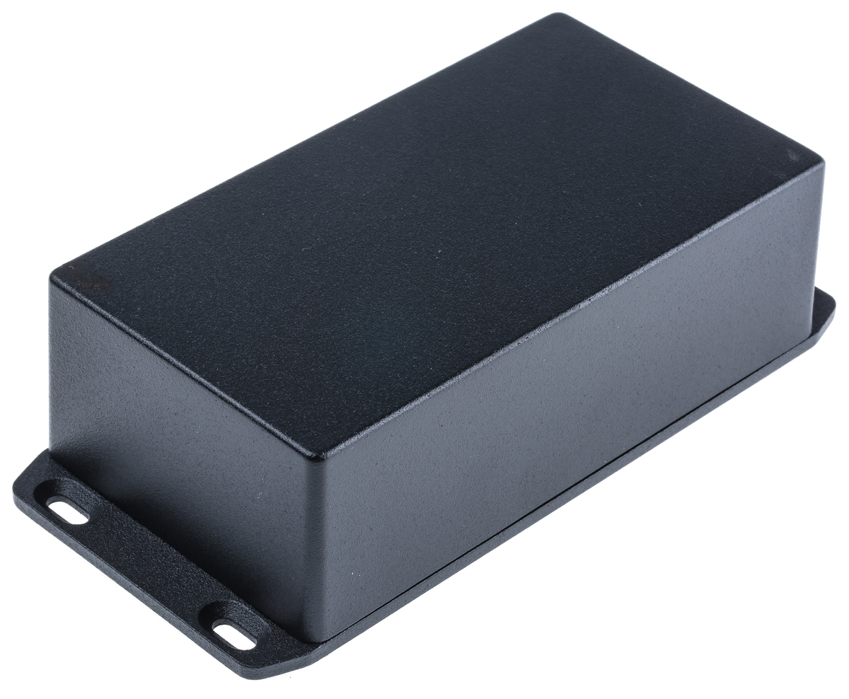 Hammond 1590 Series Black Die Cast Aluminium Enclosure, IP54, Flanged, Black Lid, 153 x 83.1 x 50.4mm
