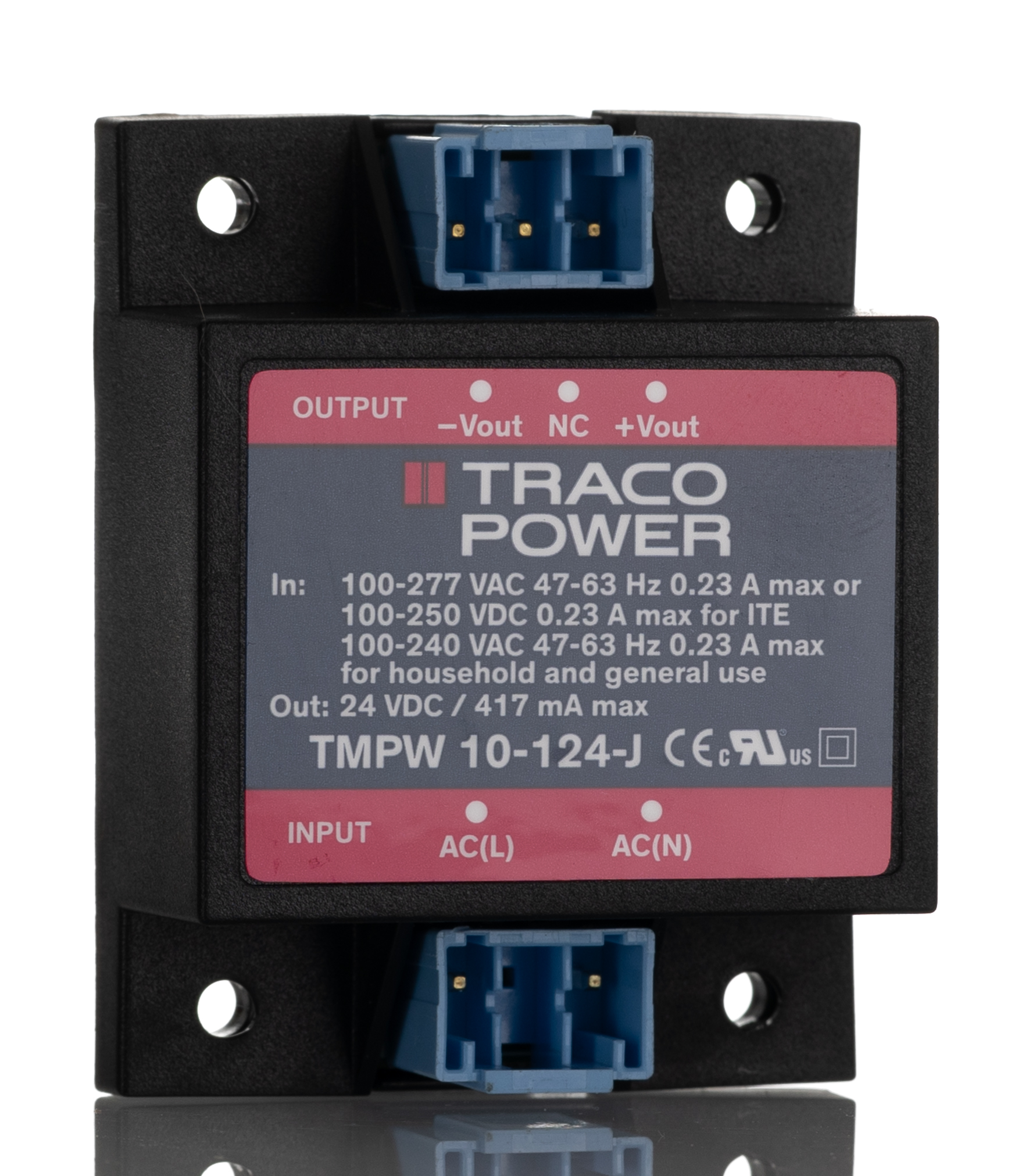 TRACOPOWER Switching Power Supply, TMPW 10-124-J, 24V dc, 417mA, 10W, Dual Output, 90 → 305V ac Input Voltage