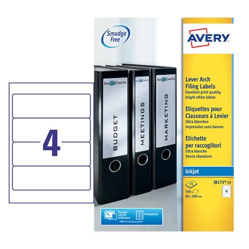 Avery White Adhesive High Visibility Label Sheet, Pack of 100EA