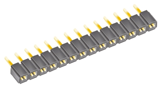 Samtec SLW Series Straight Through Hole Mount PCB Socket, 14-Contact, 1-Row, 2.54mm Pitch, Solder Termination