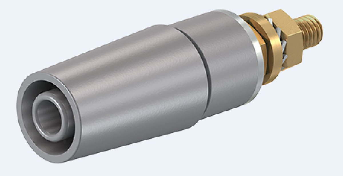 Staubli Grey Female Banana Socket, 4 mm Connector, Bolt Termination, 32A, 600V, Gold Plating