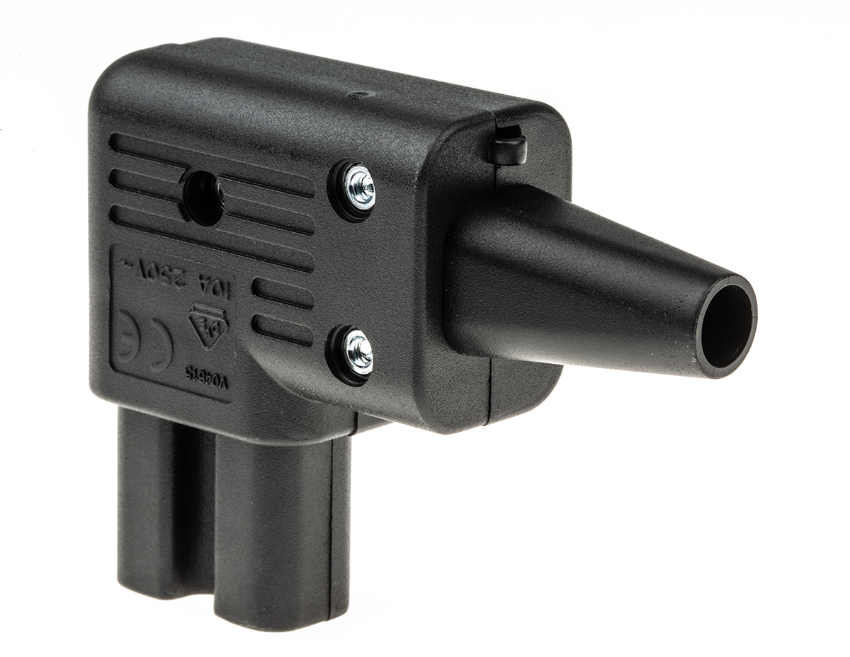 Schurter C15 Right Angle Cable Mount IEC Connector Socket, 15A, 250 V