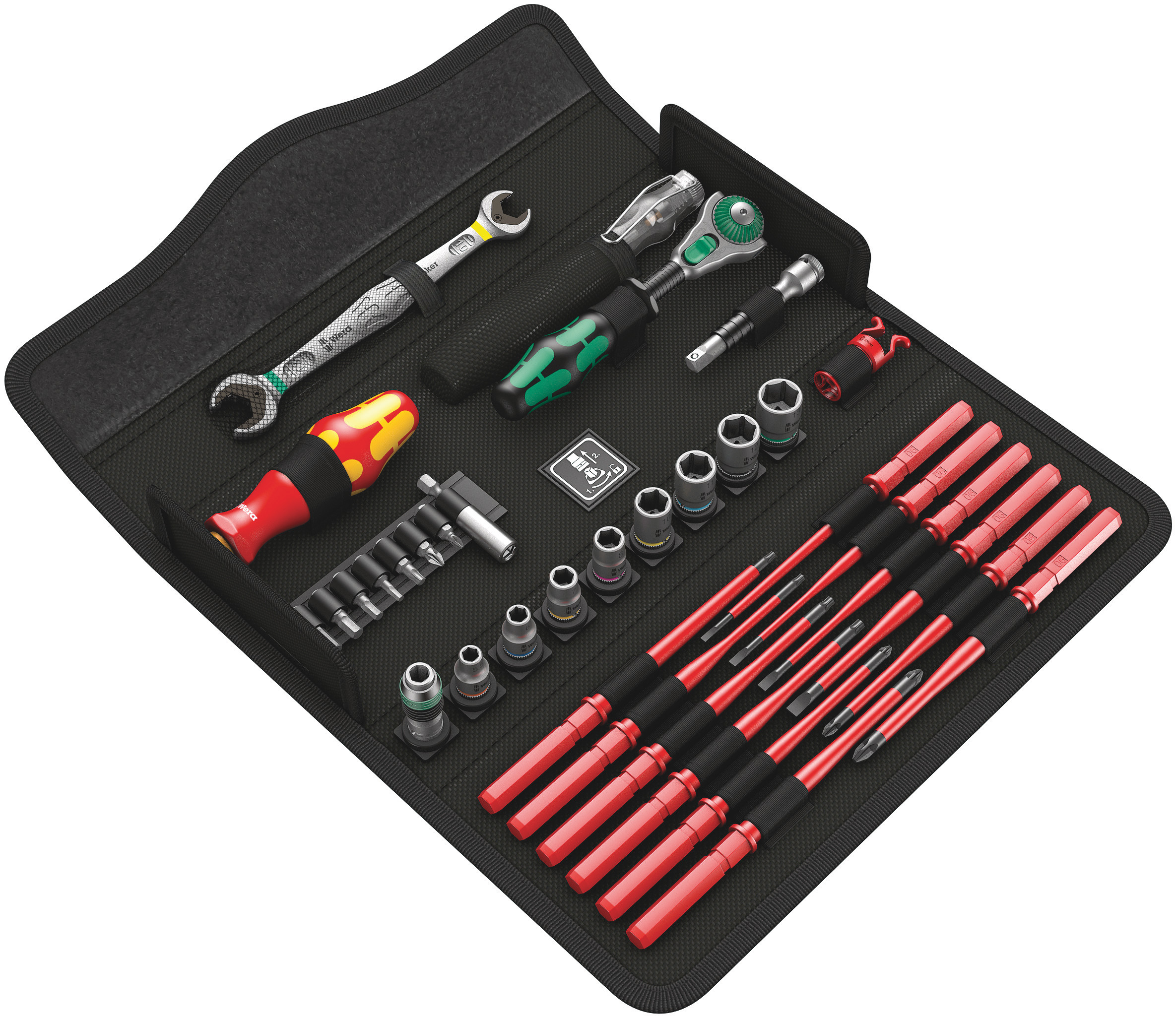 Wera 35 Piece Kraftform Kompakt W 1 Maintenance Tool Kit with Pouch, Yes