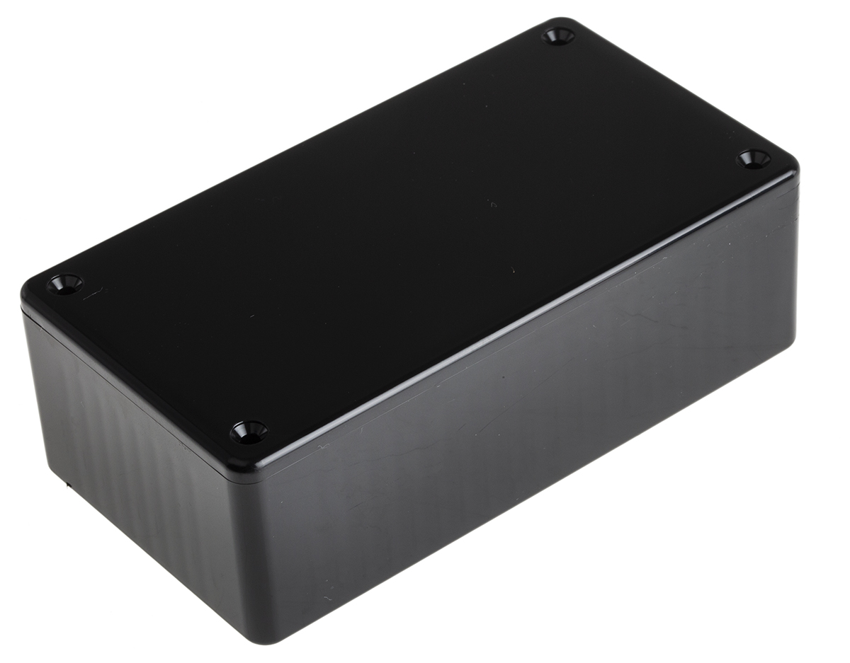Hammond 1591 Series Black ABS Enclosure, IP54, Flanged, Black Lid, 120 x 65 x 40mm
