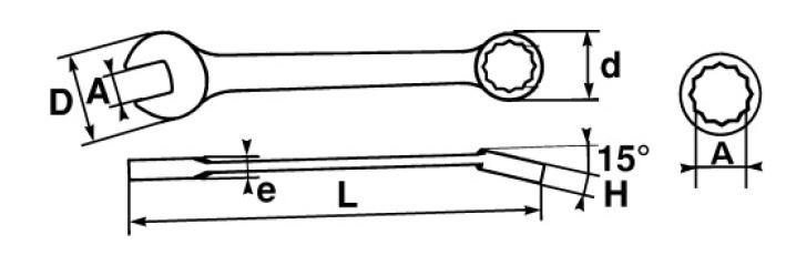 SAM Combination Spanner, 19mm, 3/4in, Metric, Height Safe, Double Ended, 213 mm Overall