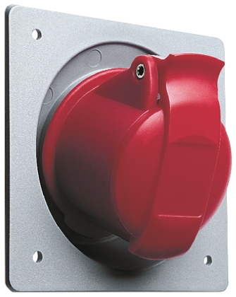 Amphenol Industrial, Easy & Safe IP44 Red Panel Mount 3P + N + E Right Angle Industrial Power Socket, Rated At 32A, 415