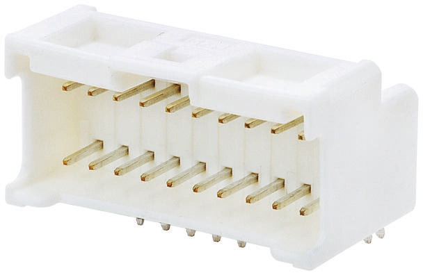 Molex MicroClasp Series Right Angle Through Hole PCB Header, 18 Contact(s), 2 mm Pitch, 2 Row, Shrouded