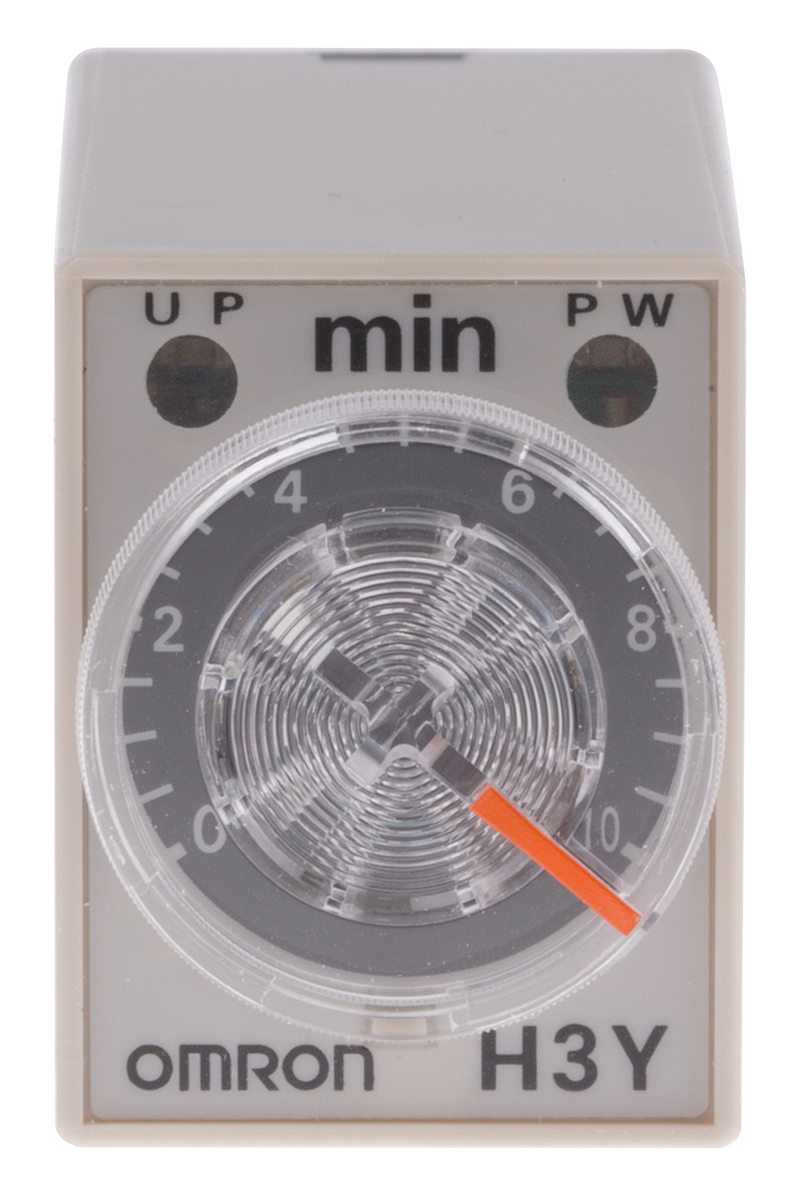Omron H3Y-4 Series DIN Rail, Surface Mount Timer Relay, 24V ac, 4-Contact, 0.5 → 10min, 1-Function, 4PDT