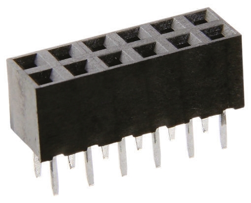HARWIN Straight Through Hole Mount PCB Socket, 6-Contact, 2-Row, 2mm Pitch, Solder Termination