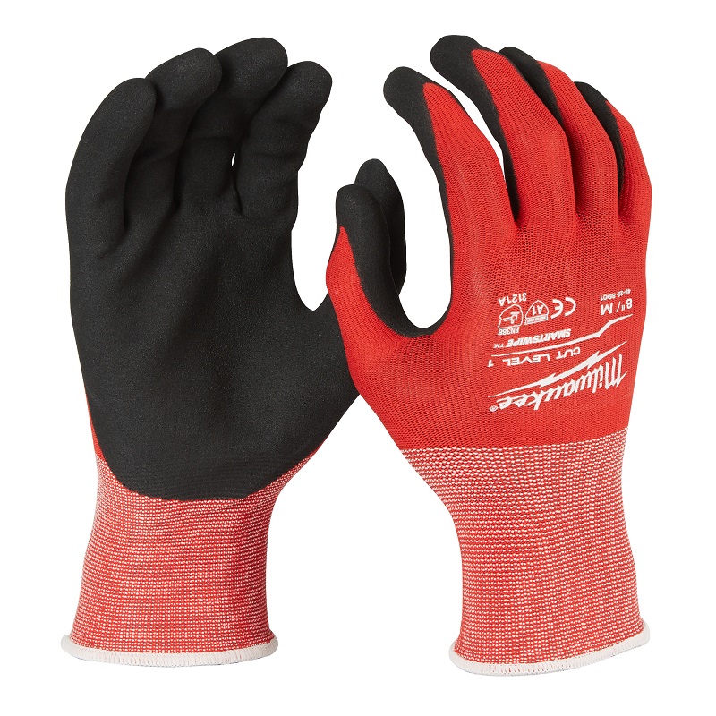 Milwaukee Red Nitrile Glove, Size 8, Nitrile Coating
