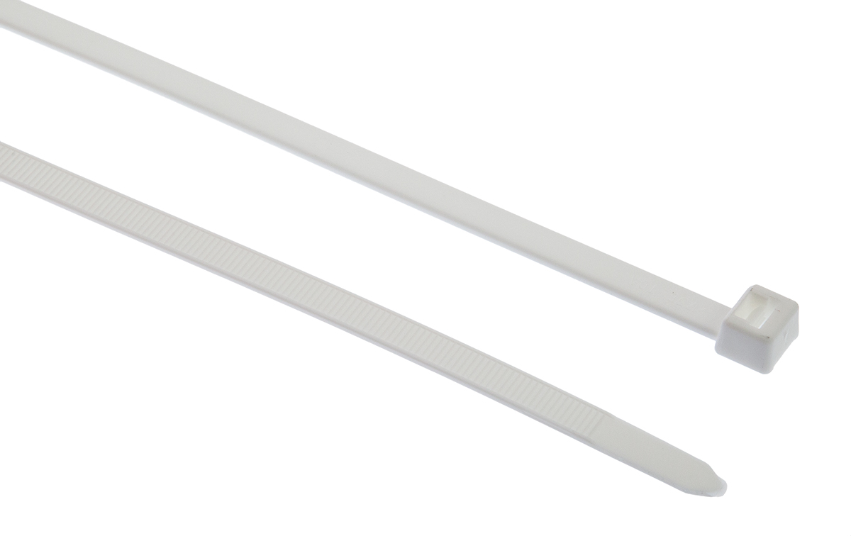 HellermannTyton Cable Tie, 387mm x 7.6 mm, White Polyamide 6.6 (PA66), Pk-100