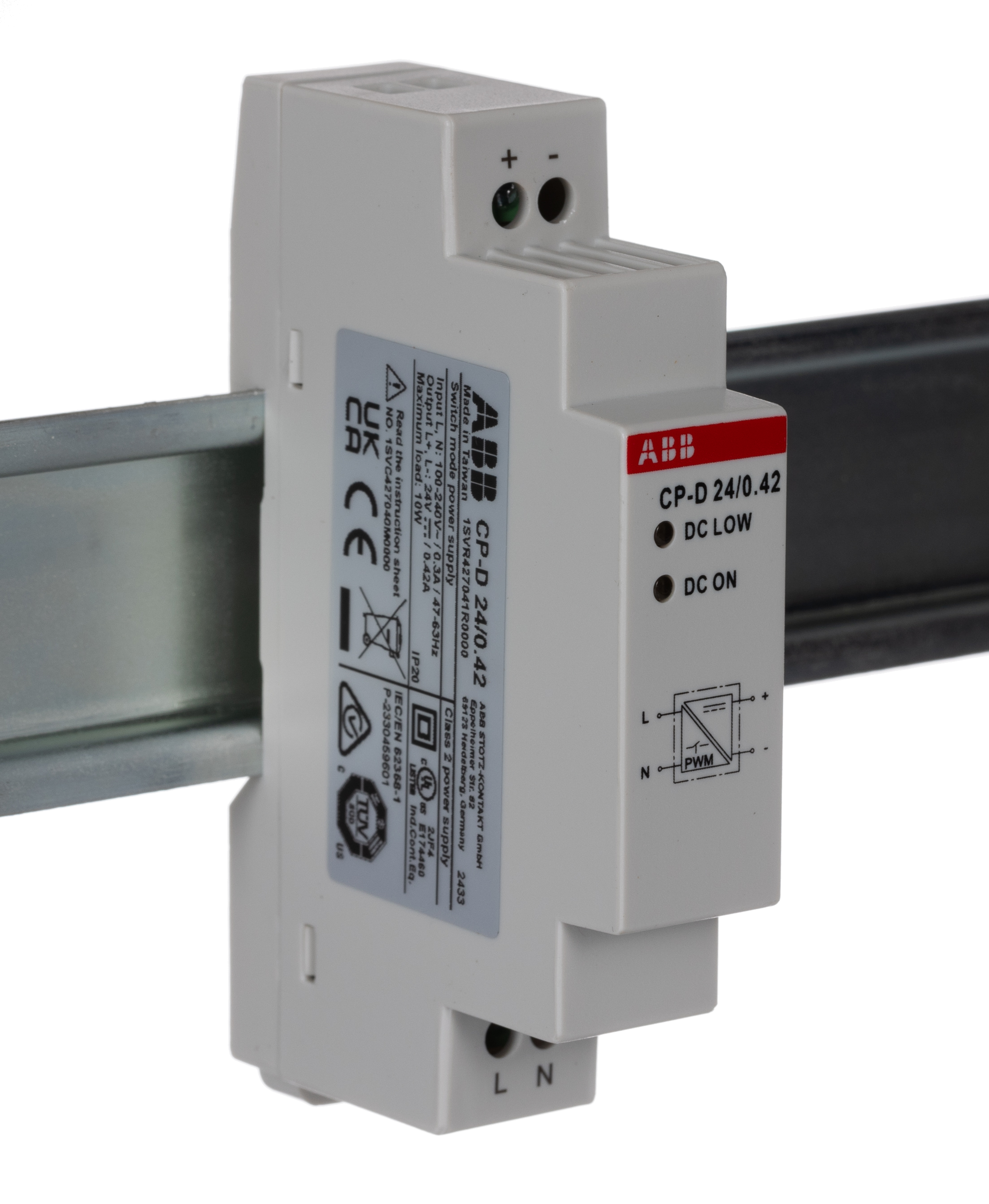 ABB CP-D Switched Mode DIN Rail Power Supply, 100 → 240V ac ac Input, 24V dc dc Output, 420mA Output, 10W