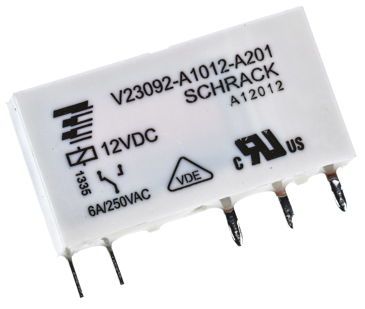 TE Connectivity PCB Mount Power Relay, 12V dc Coil, 6A Switching Current, SPDT