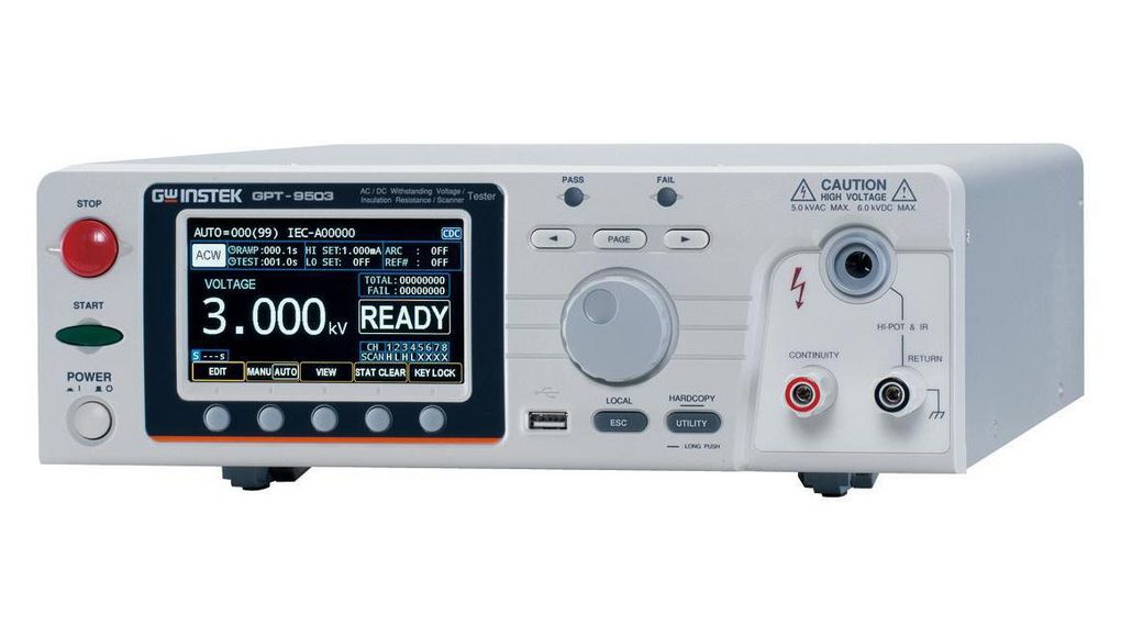 GW Instek GPT-9503 Insulation Tester, 50V dc Min, 6000V Max, 10GΩ Max