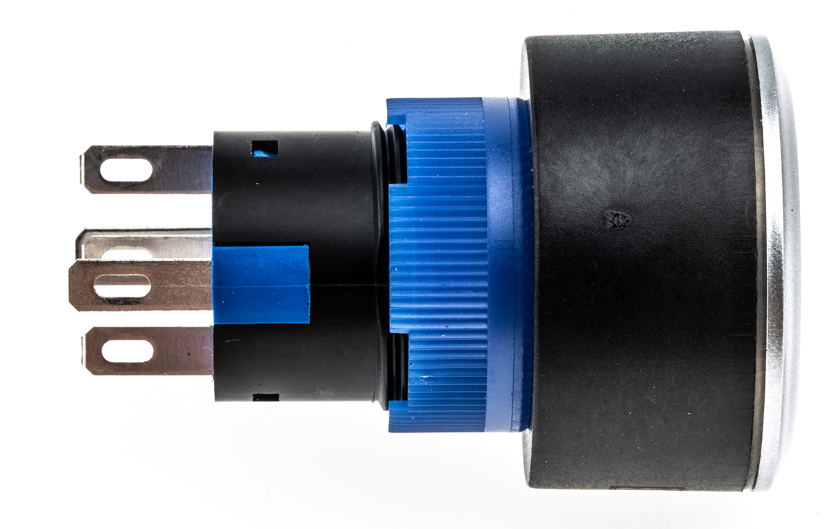 RS PRO Illuminated Push Button Switch, Panel Mount, 22.2mm Cutout, SPDT, Blue LED, 250V ac, IP65