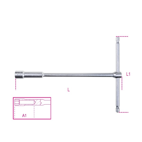 BETA 14 mm Hex Socket Wrench with T-Handle Handle, 250 mm Overall