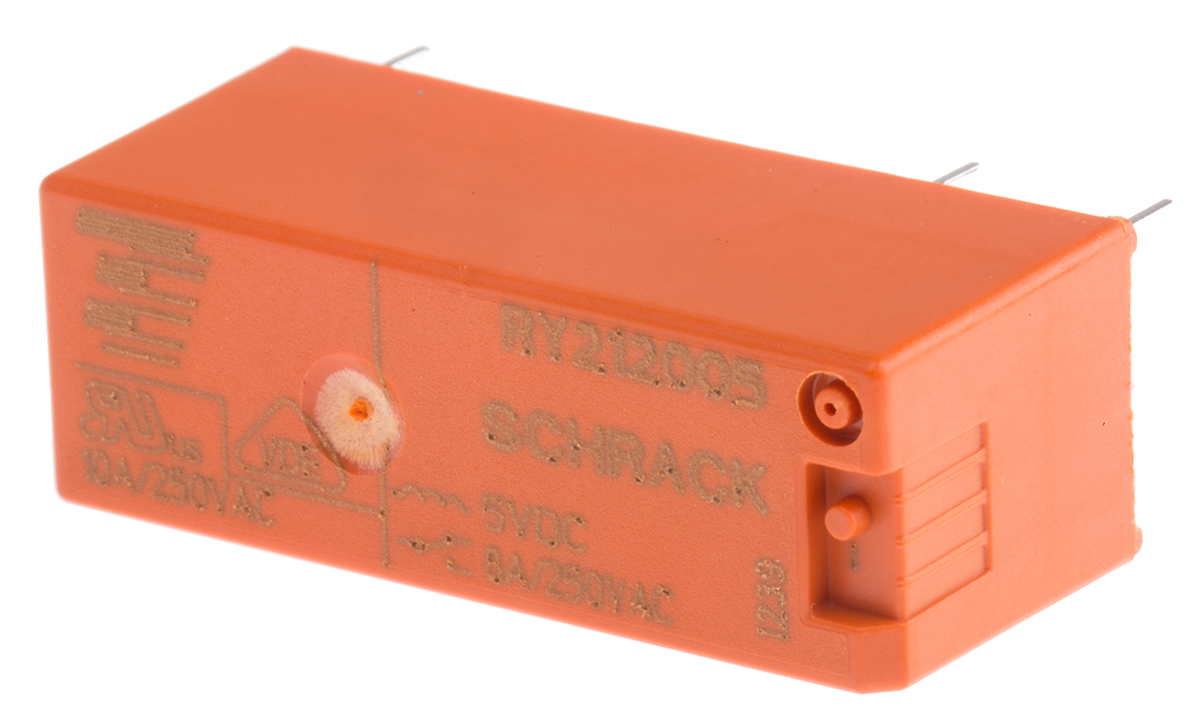 TE Connectivity PCB Mount Power Relay, 5V dc Coil, 8A Switching Current, SPDT
