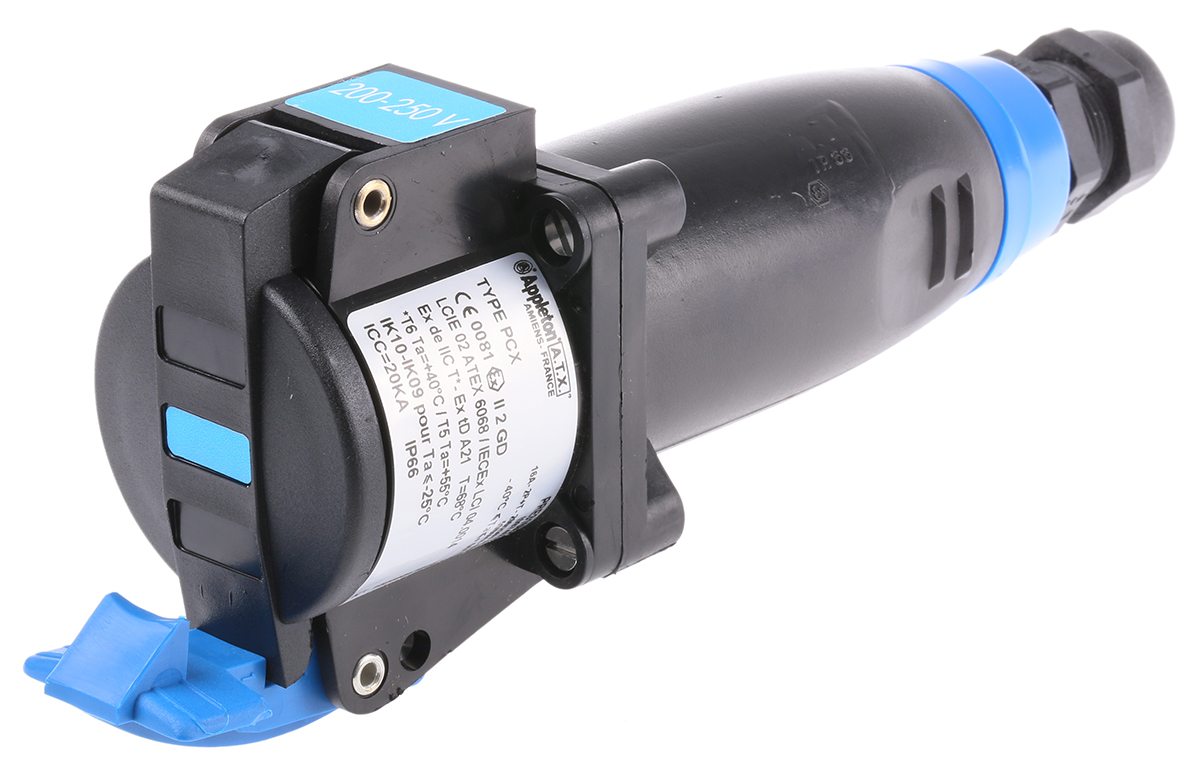 Emerson Appleton Cable Mount 2P + E Industrial Power Socket ATEX, IECEx, Rated At 16A, 200-250 Vac 50/60Hz