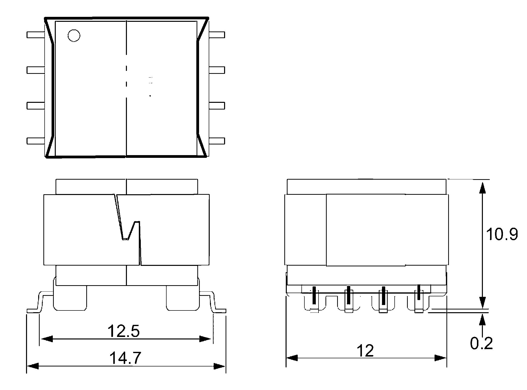 OEP Surface Mount Pulse Transformer 1:1 Turns Ratio, 3mH Prim. Inductance, 0.36Ω Prim. Resistance