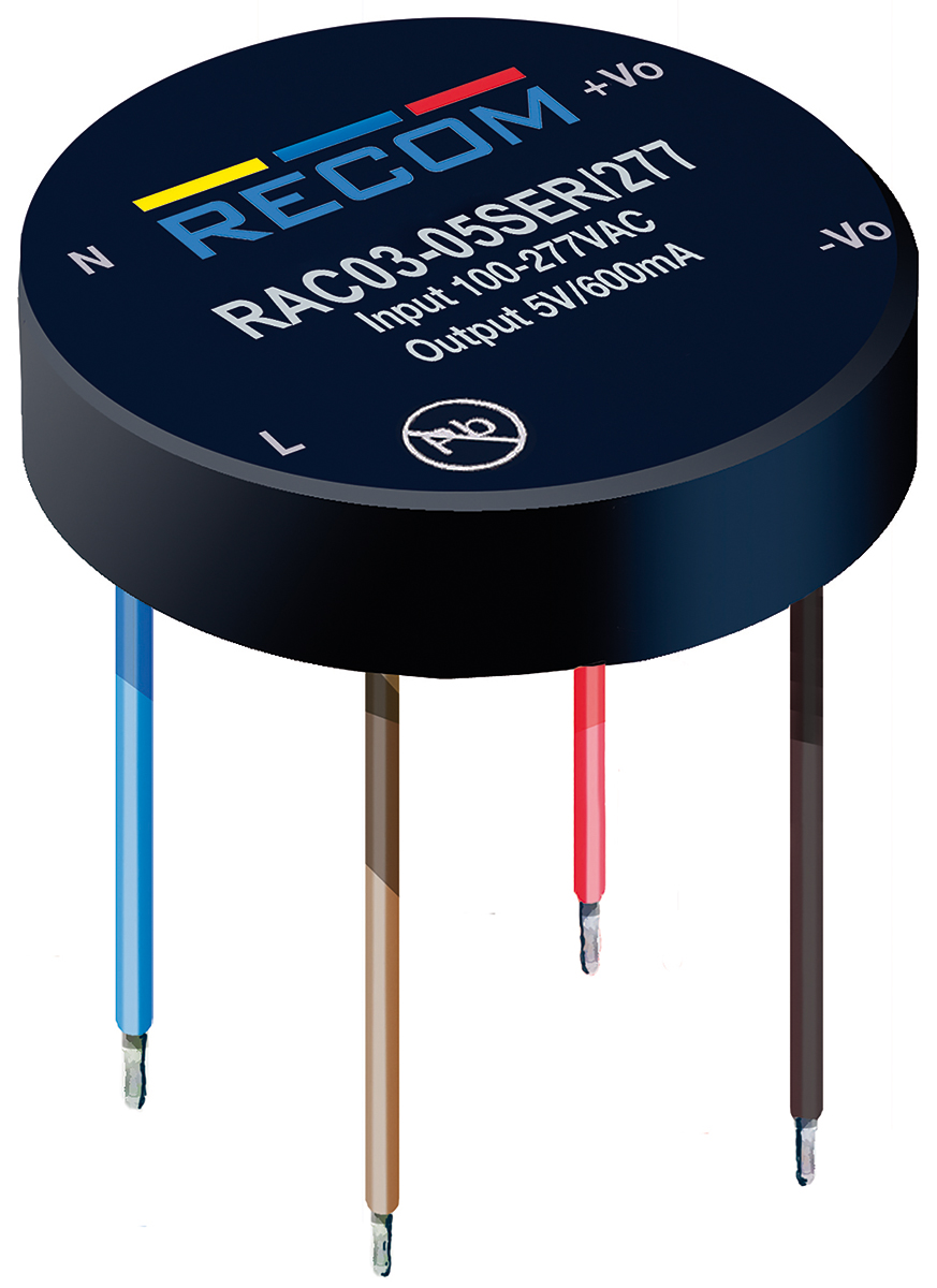 Recom Switching Power Supply, RAC03-24SER/277, 24V dc, 125mA, 3W, 1 Output, 120 → 430 V dc, 85 → 305 V ac