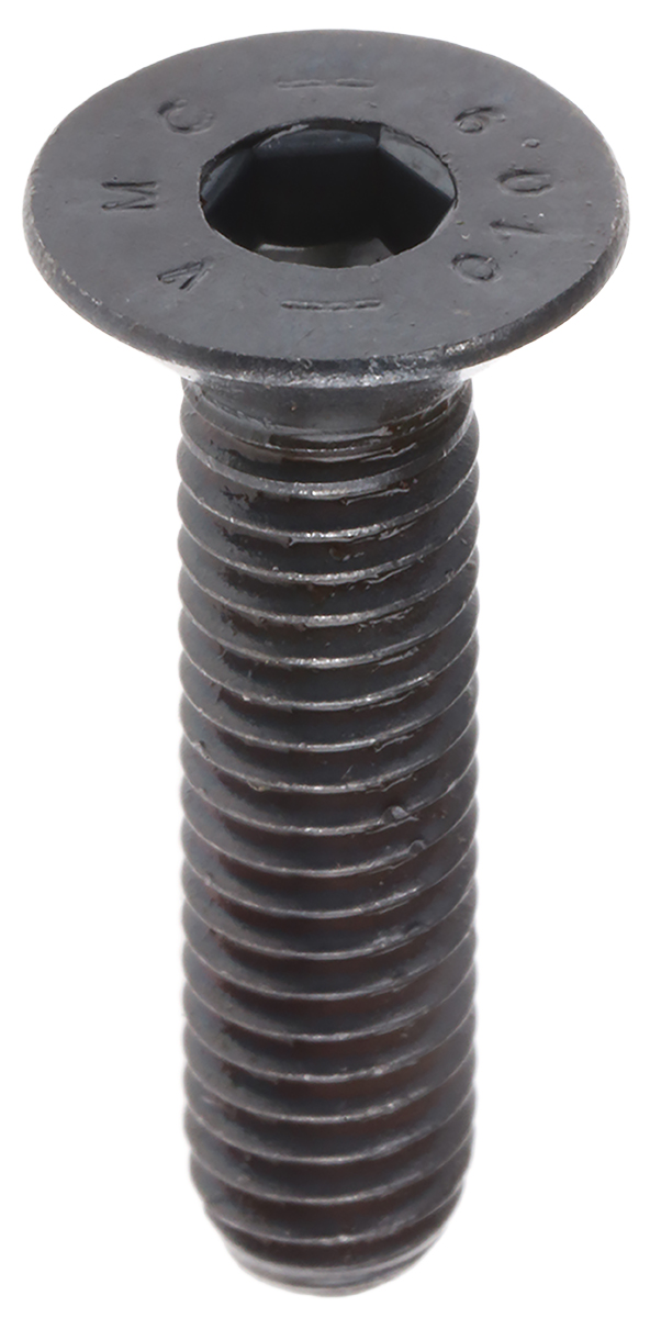 RS PRO Black, Self-Colour Steel Hex Socket Countersunk Screw, DIN 7991, M6 x 25mm