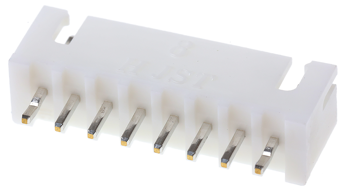 JST XH Series Straight Through Hole PCB Header, 8 Contact(s), 2.5 mm Pitch, 1 Row, Shrouded