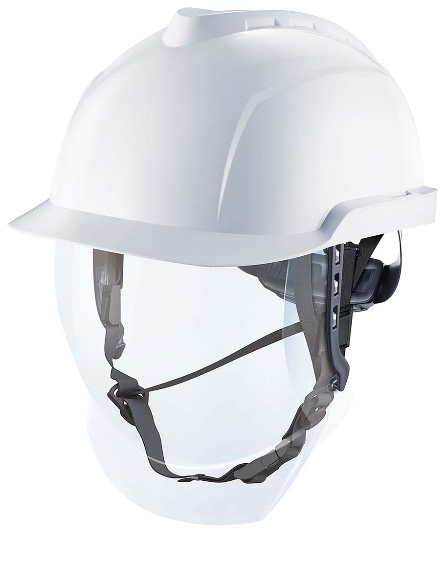 MSA Safety V-Gard 950 Class 1 White Safety Helmet with Chin Strap, Adjustable