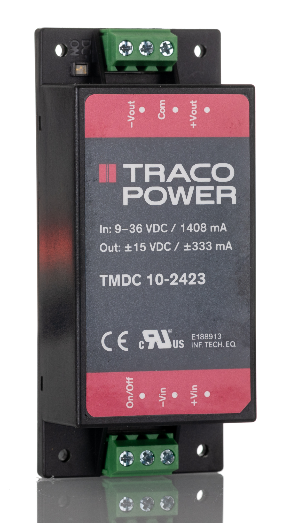 TRACOPOWER TMDC 10 DC-DC Converter, ±15V dc/ ±333mA Output, 9 → 36 V dc Input, 10W, Chassis Mount, +80°C Max
