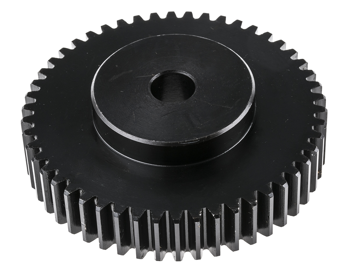 RS PRO Steel 50 Teeth Spur Gear, 2 Module, 15mm Bore Diam, 100mm Pitch Diam, 55mm Hub Diam
