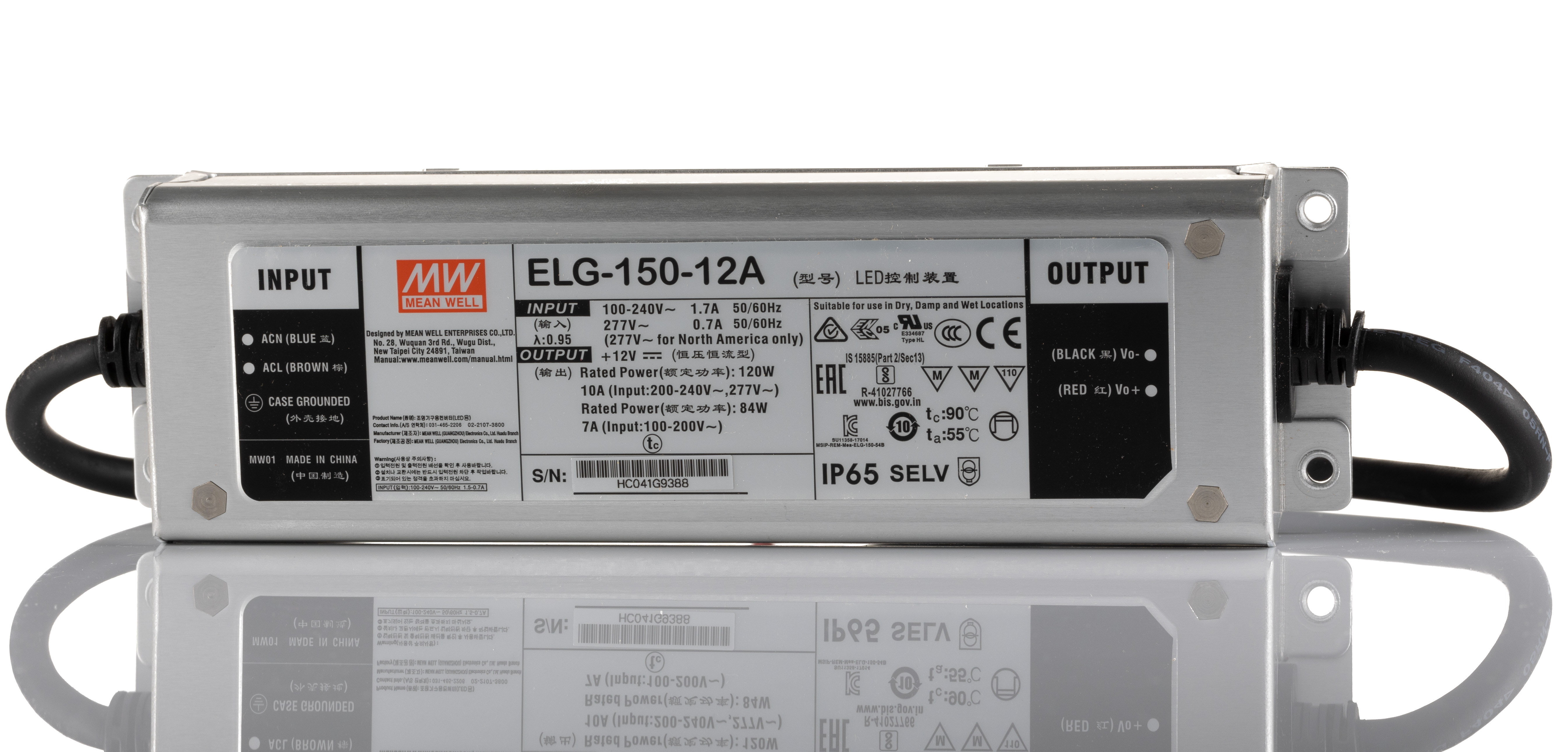 MEAN WELL LED Driver, 12V Output, 120W Output, 10A Output, Constant Current / Constant Voltage Dimmable
