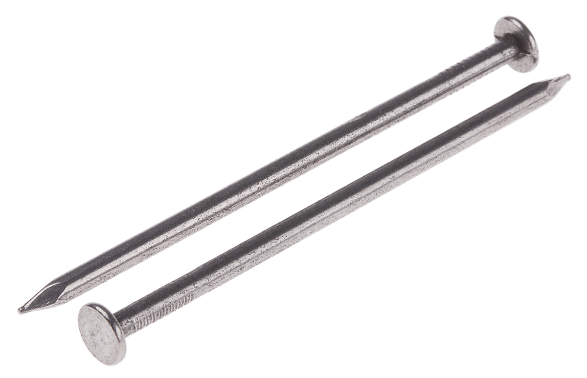 RS PRO Bright Steel Round Nails; 65mm x 2.65mm; 500g Bag