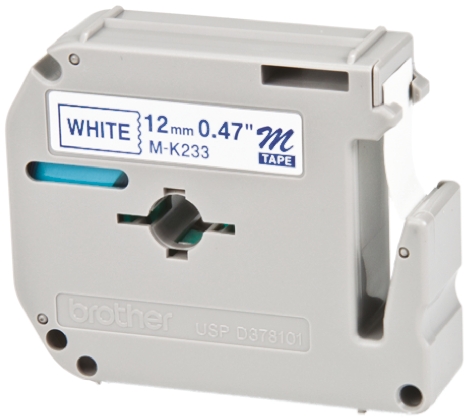 Brother Blue on White Label Printer Tape, 8 m Length, 12 mm Width
