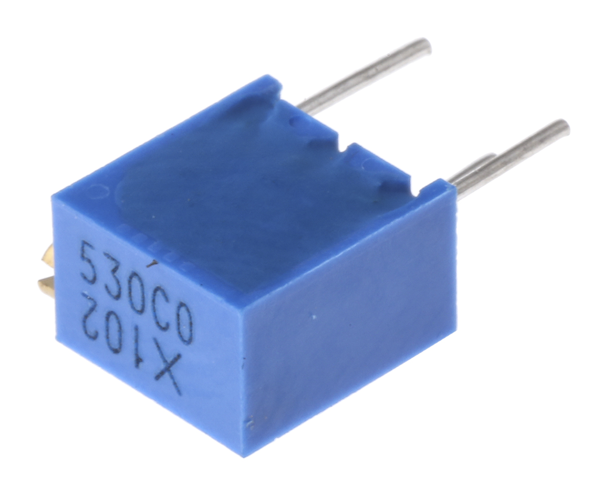 1kΩ, Through Hole Trimmer Potentiometer 0.25W Side Adjust Bourns, 3266
