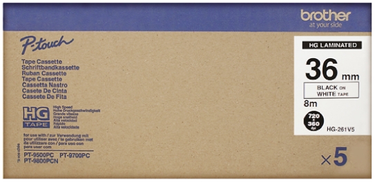 Brother Black on White Label Printer Tape, 8 m Length, 36 mm Width